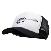 Electric Guitar Embroidered Music Patched Cotton Trucker Cap - Black OSFM