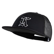 Old English Black K Patched Flat Bill Trucker Snapback Cap - Black OSFM