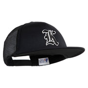 Old English Black K Patched Flat Bill Trucker Snapback Cap - Black OSFM