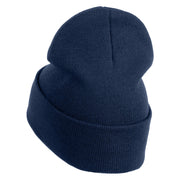 Small USA Vertical Iron on Patched 12 Inch Long Knitted Beanie - Navy OSFM