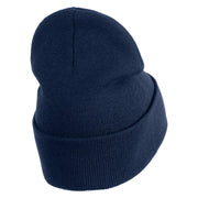 Small USA Vertical Iron on Patched 12 Inch Long Knitted Beanie - Navy OSFM