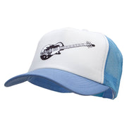 Electric Guitar Embroidered Music Patched Cotton Trucker Cap - Sky-Blue OSFM