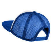 Old English Black K Patched Flat Bill Trucker Snapback Cap - White Royal OSFM