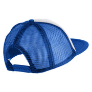 Old English Black K Patched Flat Bill Trucker Snapback Cap - White Royal OSFM