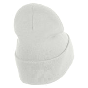 Small USA Vertical Iron on Patched 12 Inch Long Knitted Beanie - White OSFM