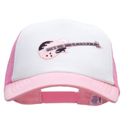 Electric Guitar Embroidered Music Patched Cotton Trucker Cap - lt-pink OSFM