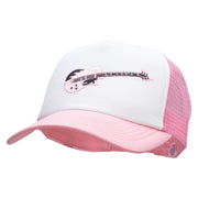 Electric Guitar Embroidered Music Patched Cotton Trucker Cap - lt-pink OSFM