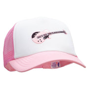 Electric Guitar Embroidered Music Patched Cotton Trucker Cap - lt-pink OSFM