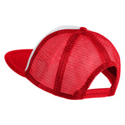 Old English Black K Patched Flat Bill Trucker Snapback Cap - White Red OSFM