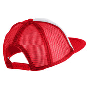 Old English Black K Patched Flat Bill Trucker Snapback Cap - White Red OSFM