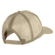 USS America CV 66 Blue Patched Solid Cotton Twill 5 panel Mesh Back Cap - Khaki OSFM