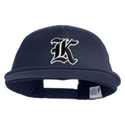 Old English Black K Patched Flat Bill Trucker Snapback Cap - Navy OSFM