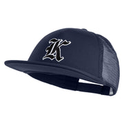 Old English Black K Patched Flat Bill Trucker Snapback Cap - Navy OSFM