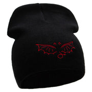 Devil Wings Embroidered 8 inch Acrylic Short Blank Beanie