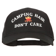 Camping Hair Don't Care with fire Embroidered Solid Cotton Pro Cap