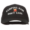 Camping Hair Don't Care with fire Embroidered Solid Cotton Pro Cap