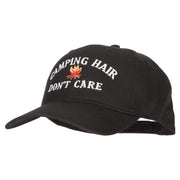 Camping Hair Don't Care with fire Embroidered Solid Cotton Pro Cap