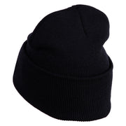 Veteran US Navy Logo Embroidered 12 Inch Cuff Long Beanie Made in USA - Black OSFM