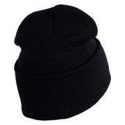 Veteran US Navy Logo Embroidered 12 Inch Cuff Long Beanie Made in USA - Black OSFM