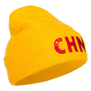 China CHN Flag Embroidered Long Beanie