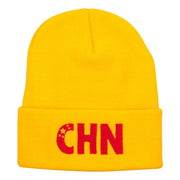 China CHN Flag Embroidered Long Beanie