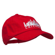 Chicago Skyline Embroidered Washed Cap