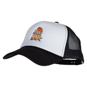 Fall Pumpkins Embroidered Summer Foam Mesh Trucker Cap - Black-White OSFM