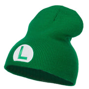 Circle Luigi Embroidered Short Beanie