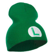 Circle Luigi Embroidered Short Beanie