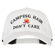 Camping Hair Don't Care with fire Embroidered Solid Cotton Pro Cap