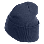 Veteran US Navy Logo Embroidered 12 Inch Cuff Long Beanie Made in USA - Navy OSFM