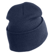 Veteran US Navy Logo Embroidered 12 Inch Cuff Long Beanie Made in USA - Navy OSFM