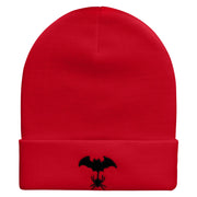 Spider Bat Embroidered 12 Inch Long Knitted Beanie - Red OSFM