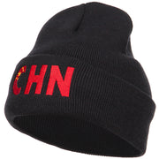 China CHN Flag Embroidered Long Beanie