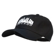 Chicago Skyline Embroidered Washed Cap