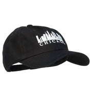 Chicago Skyline Embroidered Washed Cap