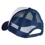 Fall Pumpkins Embroidered Summer Foam Mesh Trucker Cap - Navy-White OSFM