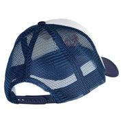 Fall Pumpkins Embroidered Summer Foam Mesh Trucker Cap - Navy-White OSFM