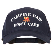 Camping Hair Don't Care with fire Embroidered Solid Cotton Pro Cap