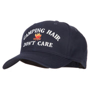 Camping Hair Don't Care with fire Embroidered Solid Cotton Pro Cap