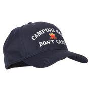 Camping Hair Don't Care with fire Embroidered Solid Cotton Pro Cap