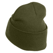 Veteran US Navy Logo Embroidered 12 Inch Cuff Long Beanie Made in USA - Olive OSFM