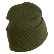 Veteran US Navy Logo Embroidered 12 Inch Cuff Long Beanie Made in USA - Olive OSFM
