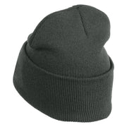 Veteran US Navy Logo Embroidered 12 Inch Cuff Long Beanie Made in USA - Graphite OSFM