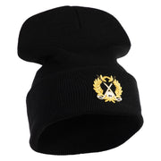 Metallic Golf Crest Sport Embroidered Iron on Patch 12 Inch Long Knitted Beanie - Black OSFM