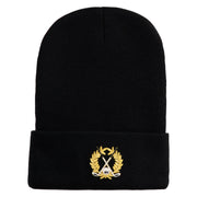 Metallic Golf Crest Sport Embroidered Iron on Patch 12 Inch Long Knitted Beanie - Black OSFM