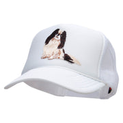 Japanese Chin Dog Patched Foam Front Golf Style Mesh Back Cap - White OSFM