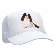 Japanese Chin Dog Patched Foam Front Golf Style Mesh Back Cap - White OSFM