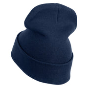 Metallic Golf Crest Sport Embroidered Iron on Patch 12 Inch Long Knitted Beanie - Navy OSFM