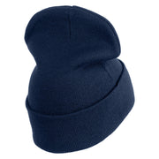 Metallic Golf Crest Sport Embroidered Iron on Patch 12 Inch Long Knitted Beanie - Navy OSFM